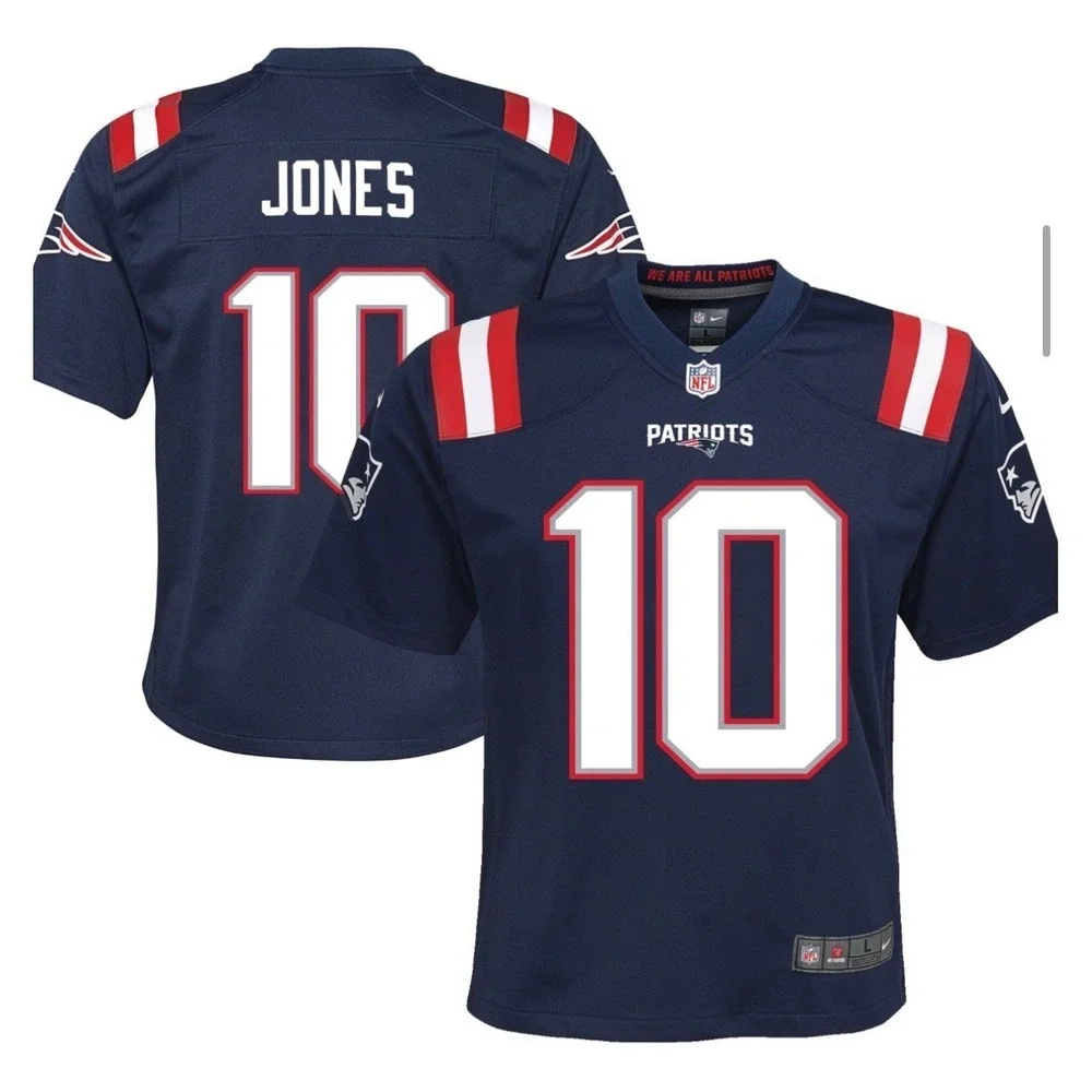 Nike Mac‎ Jones New England Patriots Navy Game Jersey Kids Size Large 14-16 NWT